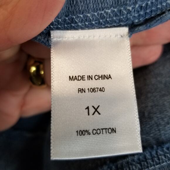 North Style Jersey Knit Cable Knit Sleeve Open Front Cardigan Jacket Blue 1X - Picture 7 of 8